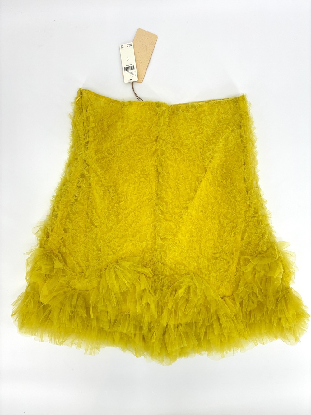 Let Me Be Anthropologie Tulle Mini Skirt Preppy Balletcore Chartreuse Large NWT - Picture 8 of 9